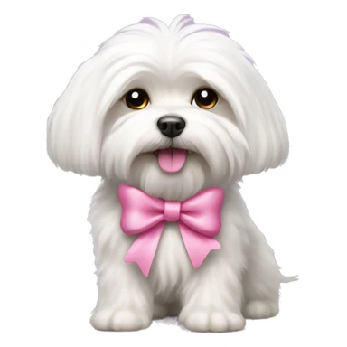White fluffy Maltese dog with a pink bow  sticker