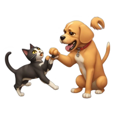 Cat fight a dog sticker