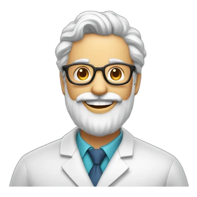 profesor de física y química calvo con barba y gafas sonriendo sticker