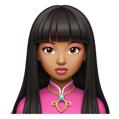 Dark skinned Nicki Minaj with Chinese bang sticker