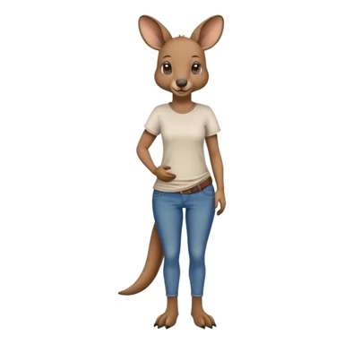 female kangaroo casual clothes jeans t-shirt upright friendly sticker