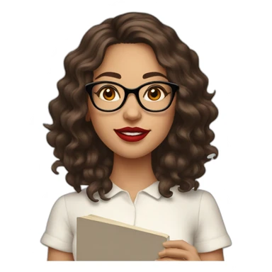 young-woman-with-glasses-and-red-lipstick-and-medium-length-wavy-brunette-hair-holding-a-book sticker