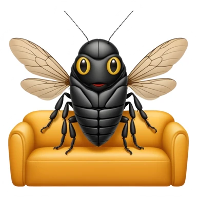 Black Cicada watching on a phone sit on a sofa  sticker