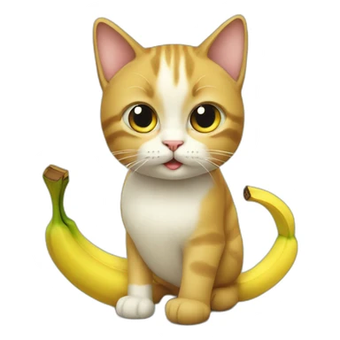 a cat with a banana sticker