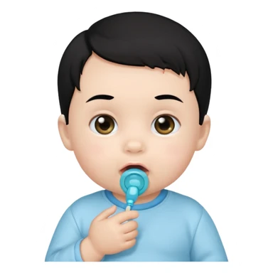 a black hair baby with pacifier sticker