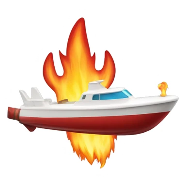 boat shaped like a rocket with a cool fire decal sticker