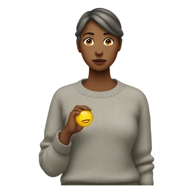 Woman in sweater sweating outside sticker