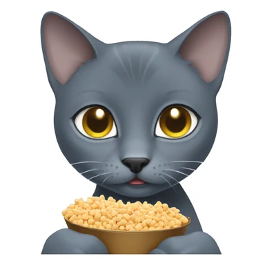 Russian Blue eating cat food sticker