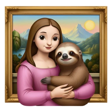 Pink sloth painting the Mona Lisa  sticker