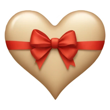 Beige heart with a red bow sticker