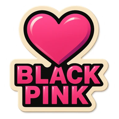 Blackpink inspired icon, pink and black, nostalgic and fun sticker