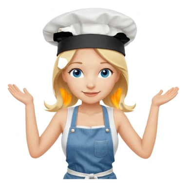 Sexy Full body  pretty
Long Blonde hair blue eyed female chef wearing white tank top, denim shorts and chef hat arms folded sticker