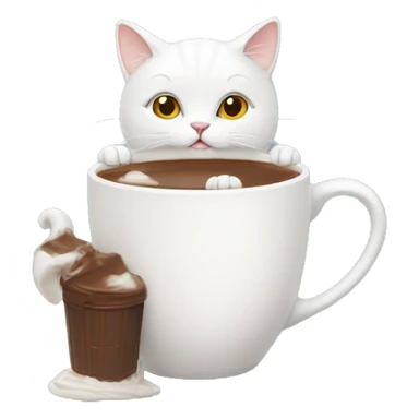 White cat with hot chocolate  sticker