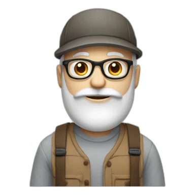 guy with white skin, flatcap, glasses and long beard sticker
