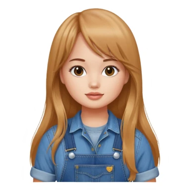 Debby Ryan (long hair with straight (not curtain) bangs) wearing overalls sticker