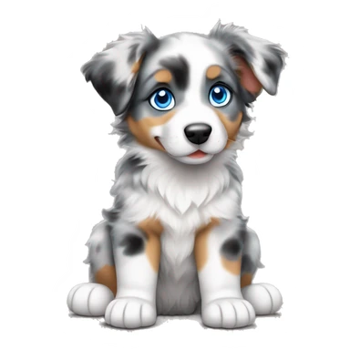 merle australian shepherd puppy with blue eyes paws at bottom  sticker