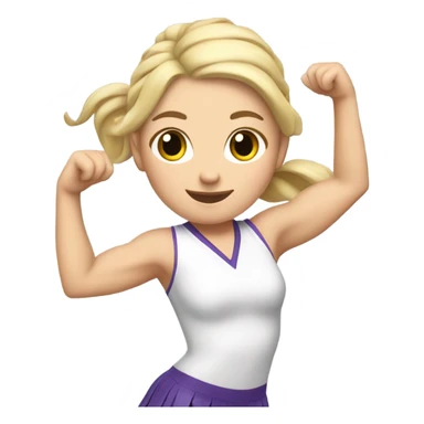 White-Cheerleader-blonde-cat stretching-pigtails sticker