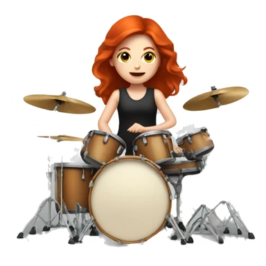 Redhead girl playing drums sticker