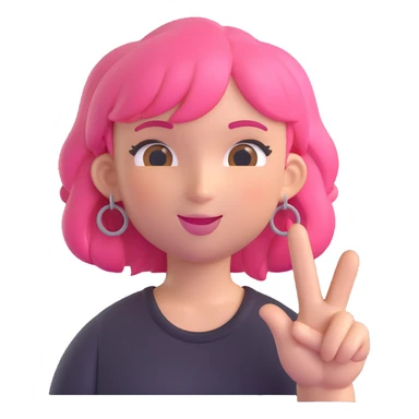 SoFaygo inspired emoji making a peace sign, playful, pink hair sticker