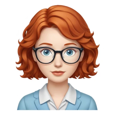 Redhead librarian with wavy hair, light blue eyes, and pale skin sticker