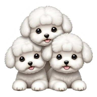 three cute white bichon frise sticker