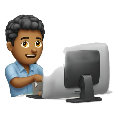 Man working on computer in cubicle sticker