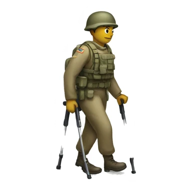 a soldier with bad legs on crutches sticker