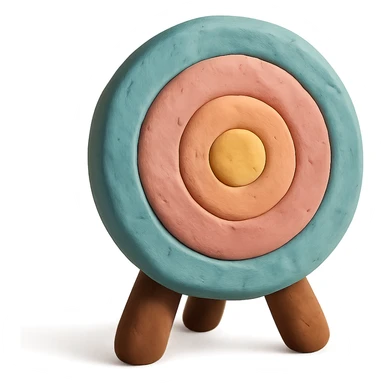 claymation style archery target with soft pastel colors, no background sticker