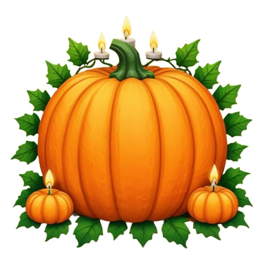 Huge big pumpkin, vines, leaves, candles, autumn vibes aesthetics  sticker