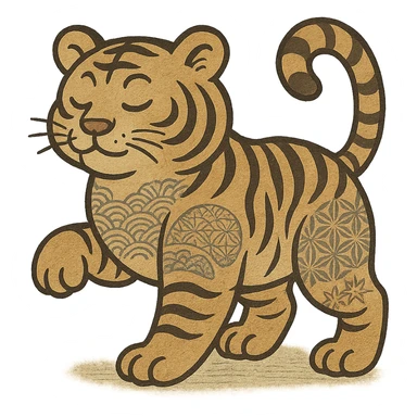 ukiyo-e inspired cartoon tiger sticker