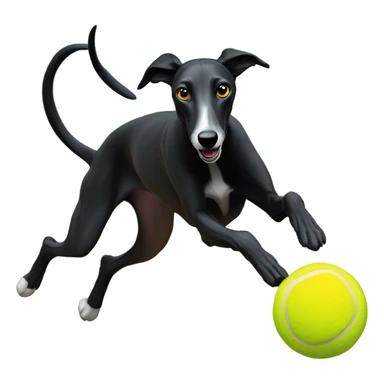 Black greyhound catching tennis ball sticker
