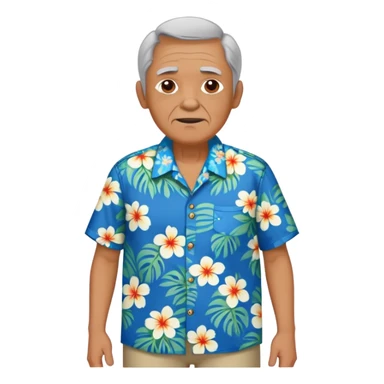 old man with hawai blue floweral shirt  full body  sticker