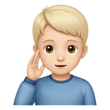 child listening attentively, hand to ear, cheerful and focused sticker