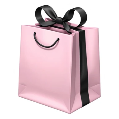 Light pink gift bag with black ribbon bow, 3D isometric sticker