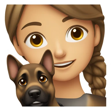 Girl with brown hair with german shepherd dog   sticker
