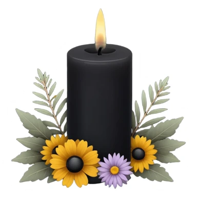 Black candle with dried herbs and flowers  sticker