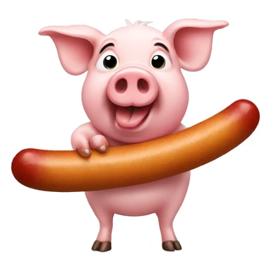 Pig holding a sausage sticker