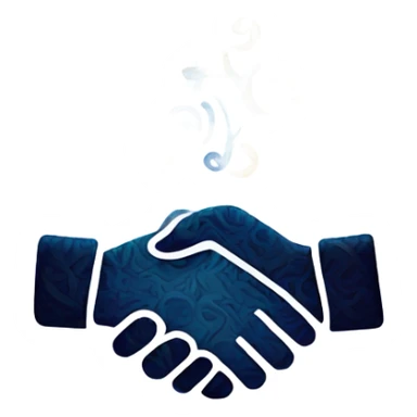 A stylized handshake with dynamic, swirling patterns to show connection sticker