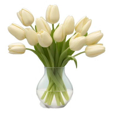Cream colored tulips in a clear vase sticker