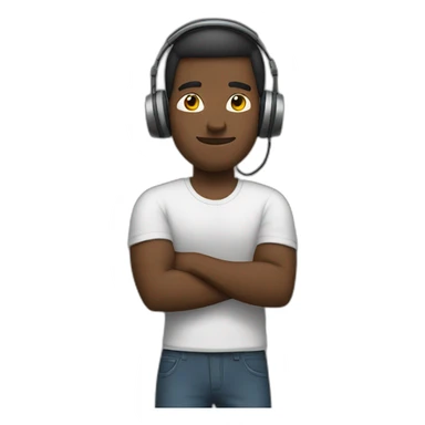 guy with headphones with arms crossed sticker