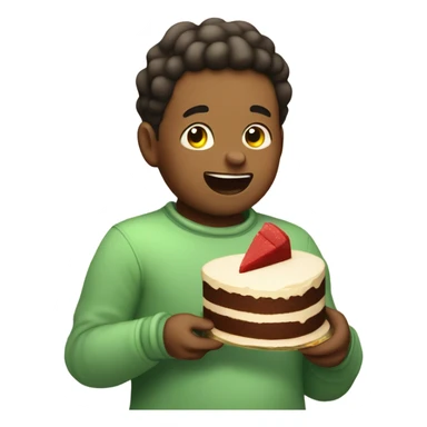 Chubby boy eating sticker