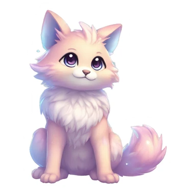 Anthro Cute Fluffy Gorgeous Magical Petite Shiny Colorful Pastel Glitter Sparkle Stars Anime Chibi Fantasy-Animal-Fakémon-Pokémon-Hybrid Fur Sona Aesthetic Trending Style Full Body sticker
