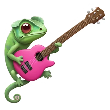 chameleon playing pink guitar  sticker