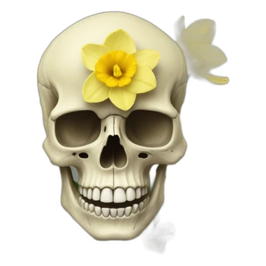 Skull in daffodil flower sticker