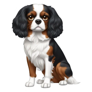 King Charles, Cavalier, black and white fur with brown elbows sticker