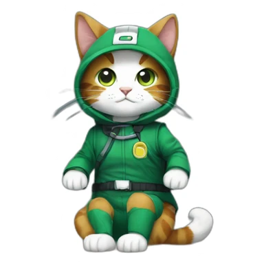 Cat in deku costum, sitting on the floor sticker