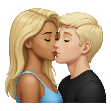 Mixed girl and white boy with blonde hair kissing  sticker