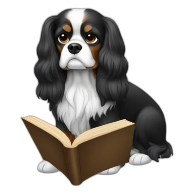 Black and white King Charles reading book sticker