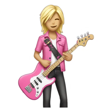 long-blond-bassguitar-player-pink-clothes-pink sticker