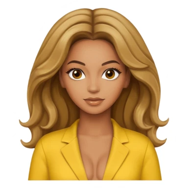Beyonce brown eyes, dark blonde hair, yellow outfit sticker
